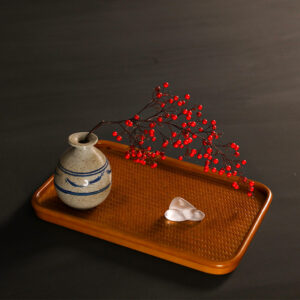 Chinese Lacquer Bamboo Wooden Rectangular Serving Tray for B&Bs